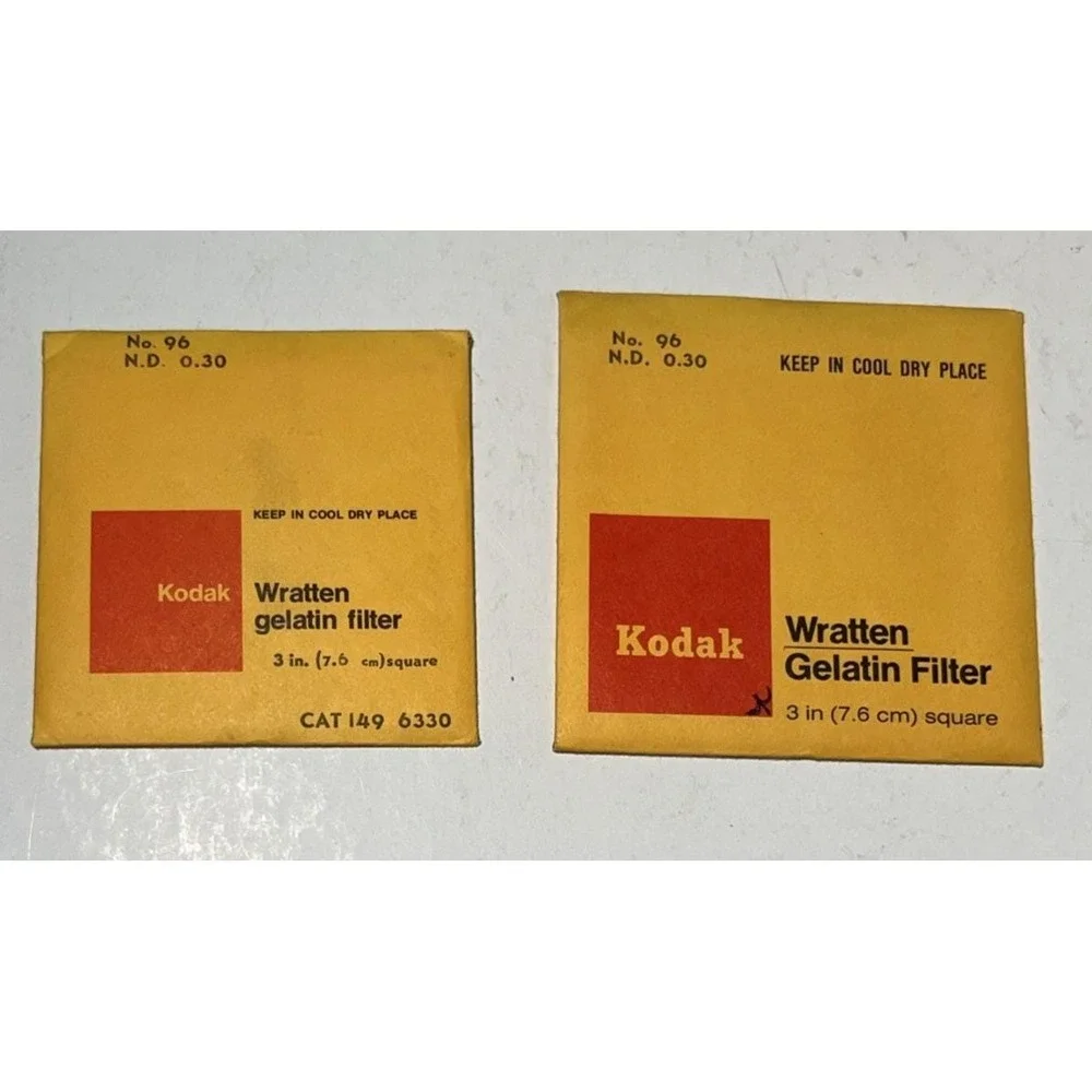 New Lot of 2‎ KODAK Wratten Gelatin Filter No. 96 N.D. 0.30/.96 75mm - Sealed